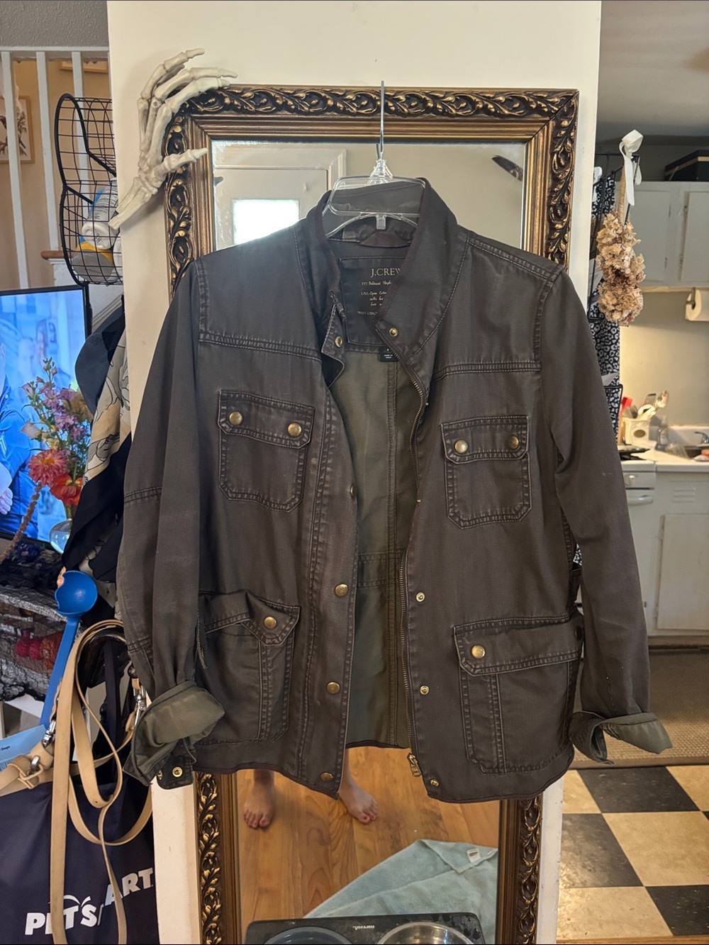 J. Crew Women’s Hunter green Field Jacket with Brass Buttons